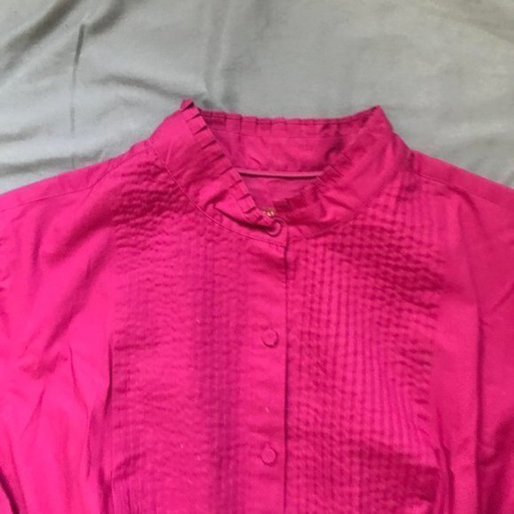 Talbots Pink Ruffle Tuxedo Style Button Up… - Picture 5 of 8